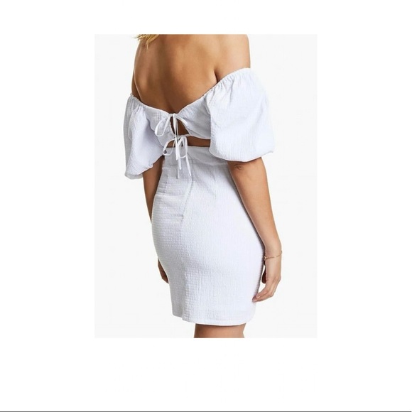 Guess Womens Off Shoulder Pure White Size Small S Sheath Smocked Dress $108 - Picture 2 of 4